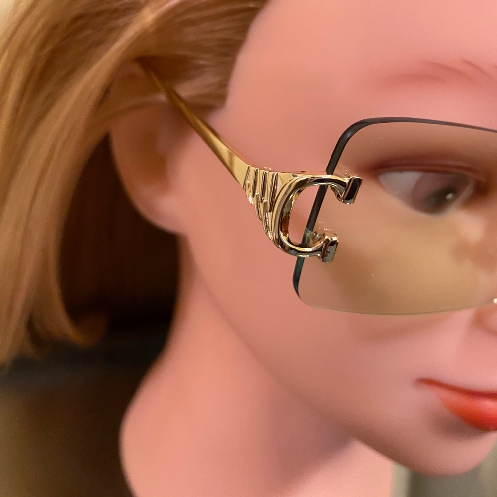 Lime Green & Gold Claw Rectangular Sunglasses - image 2